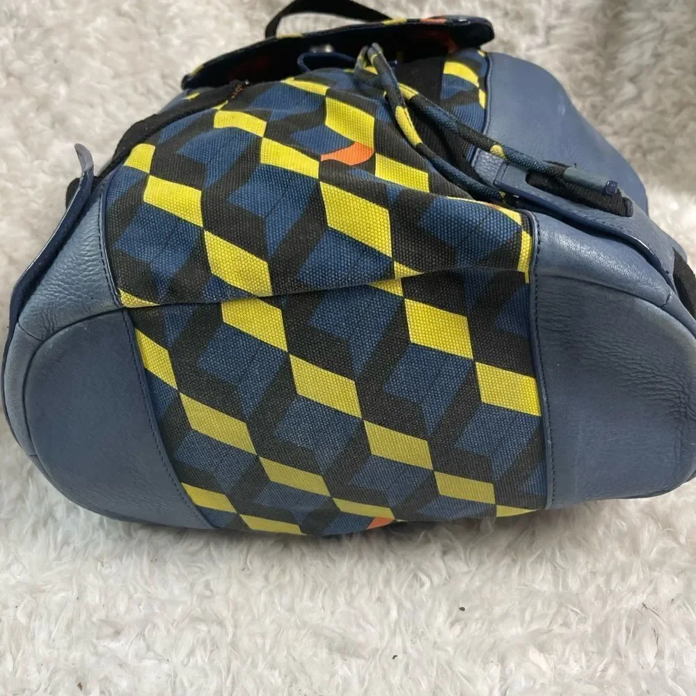 Schuyler & Sons Philadelphia leather Bleu & multi color backpack/Sling b…